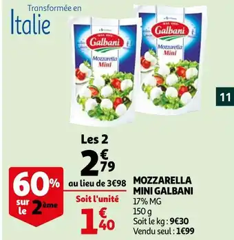 Auchan Galbani mozzarella mini offre