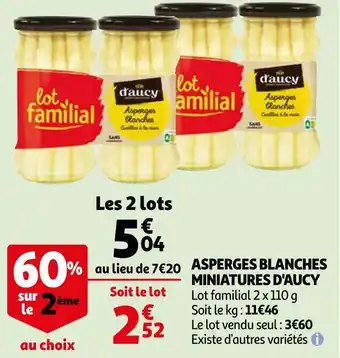 Auchan D'aucy asperges blanches miniatures offre