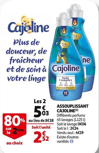 Auchan Cajoline assouplissant offre