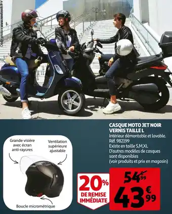 Casque moto jet noir vernis taille l