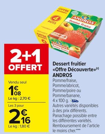 Carrefour Market Andros dessert fruitier offre découverte offre