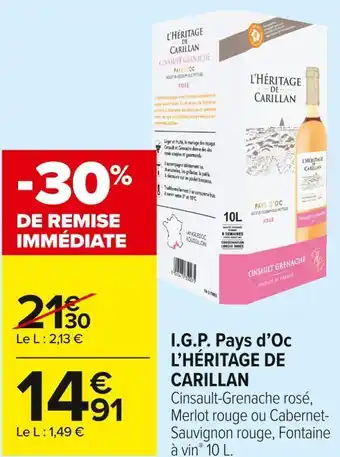 Carrefour Market L’héritage de carillan i.g.p. pays d’oc offre