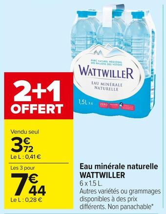 Carrefour Market Wattwiller eau minérale naturelle offre