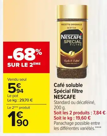 Carrefour Market Nescafé café soluble spécial filtre offre
