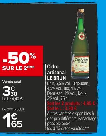Carrefour Market Le brun cidre artisanal offre