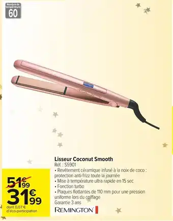 Remington lisseur coconut smooth