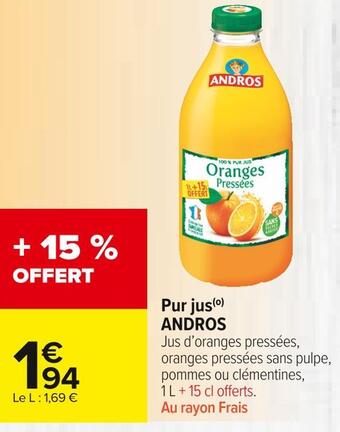 Carrefour Market Andros pur jus offre