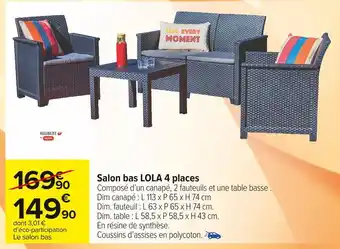 Carrefour Market Allibert salon bas lola 4 places offre