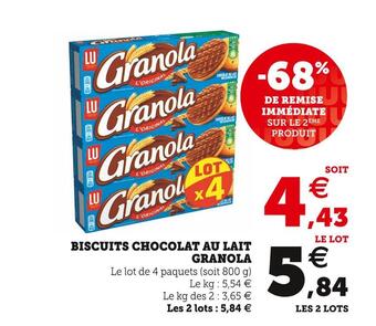 Super U Granola biscuits chocolat au lait offre