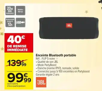 Carrefour Market Jbl enceinte bluetooth portable offre