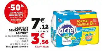 Super U Lactel lait uht demi ecreme offre
