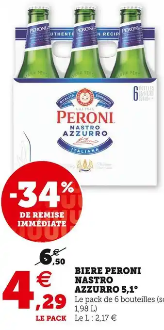 Super U Peroni nastro azzurro biere 5,1° offre