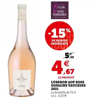 Super U Domaine vaucedes luberon aop rose 2021 offre