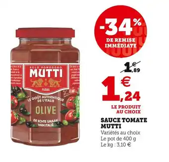 Super U Mutti sauce tomate offre