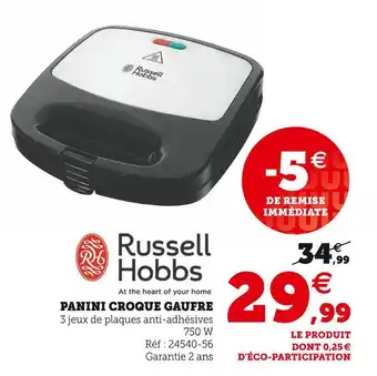 Super U Russell hobbs panini croque gaufre offre