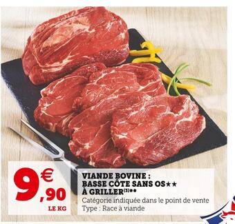 Super U Viande bovine : basse côte sans os££ à griller offre