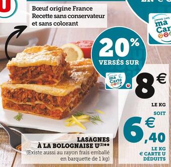 Super U U lasagnes à la bolognaise offre