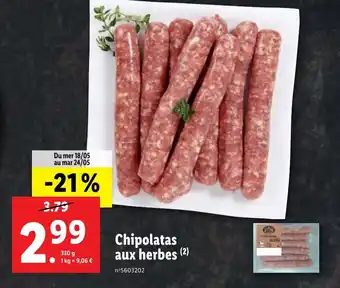 Lidl Chipolatas aux herbes offre