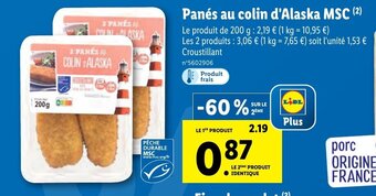Lidl Panés au colin d'alaska MSC offre
