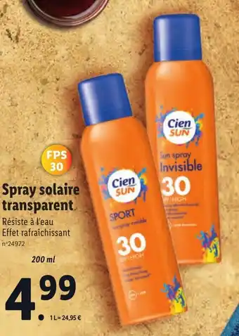 Lidl Spray solaire transparent offre