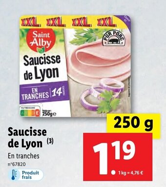 Lidl Saucisse de lyon offre