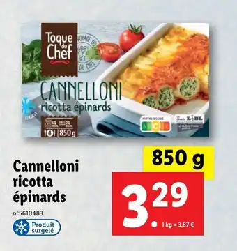 Lidl Cannelloni ricotta épinards offre