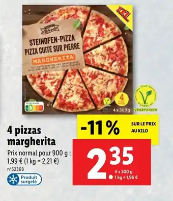 Lidl 4 Pizzas margherita offre