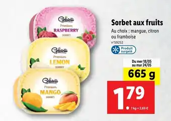Lidl Sorbet aux fruits offre