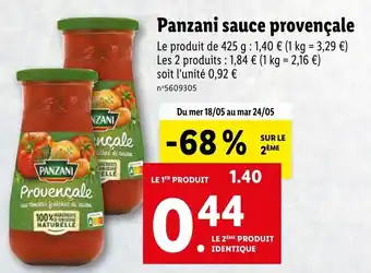 Lidl Panzani sauce provençale offre