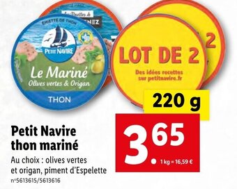 Lidl Petit navire thon mariné offre