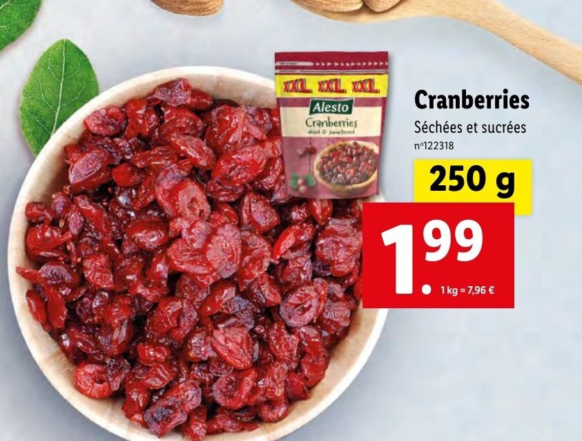 Promo Cranberries chez Lidl