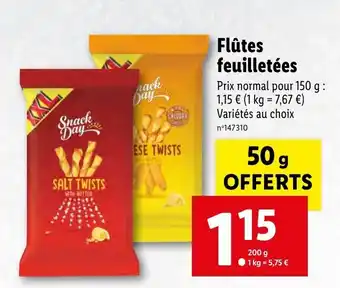 Lidl Flûtes feuilletées offre