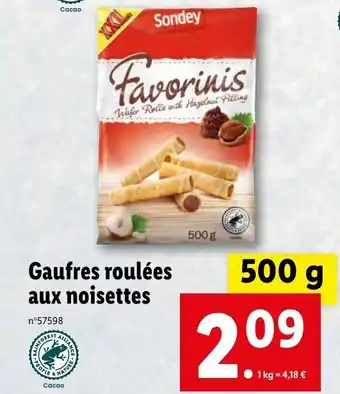 Lidl Gaufres roulées aux noisettes offre