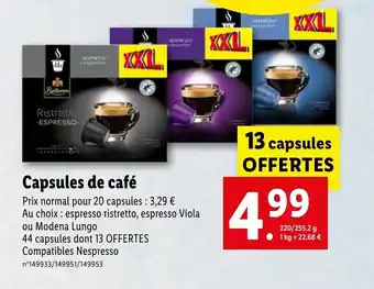 Lidl Capsules de café offre