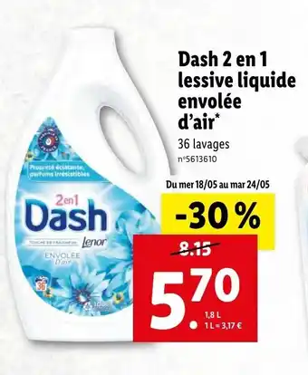 Lidl Dash 2 en 1 lessive liquide envolée d'air offre