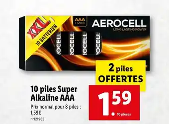 Lidl 10 piles super alkaline AAA offre