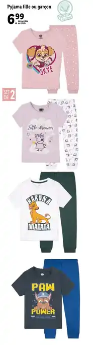 Lidl Pyjama fille ou garçon offre