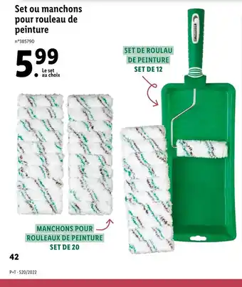 Lidl Set ou manchons pour rouleau de peinture offre