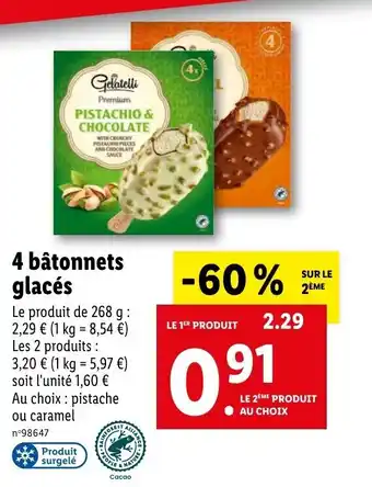 Lidl 4 Bâtonnets glacés offre