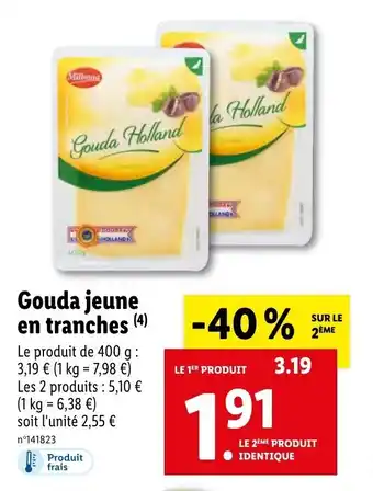Lidl Gouda jeune en tranches offre