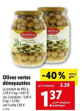 Lidl Olives vertes dénoyautées offre