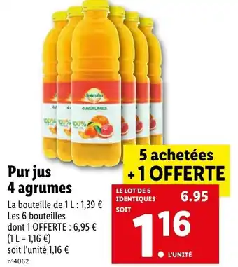 Lidl Pur jus 4 agrumes offre