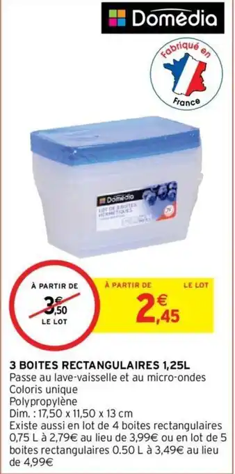 Intermarché 3 Boites Rectangulaires 1,25L offre