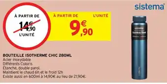 Intermarché Bouteille Isotherme Chic 280ml offre