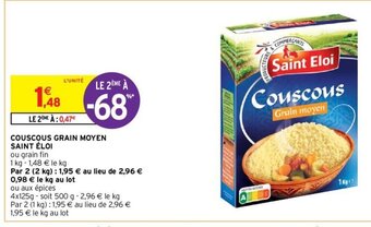 Intermarché Couscous Grain Moyen Saint éloi offre