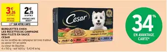Intermarché Barquettes Chien Les Recettes de Campagne Mini Filets En Sauce Cesar offre