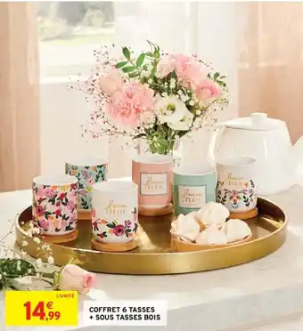 Intermarché Coffret 6 Tasses + Sous Tasses Bois offre