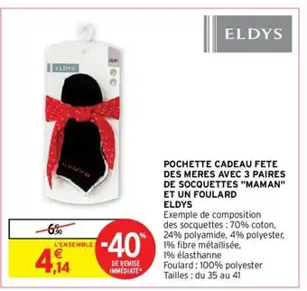 Eldys Pochette Cadeau Fete Des Meres Avec 3 Paires de Socquettes Maman Et Un Foulard
