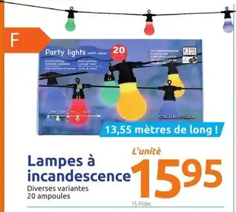 Action Lampes à Incandescence offre