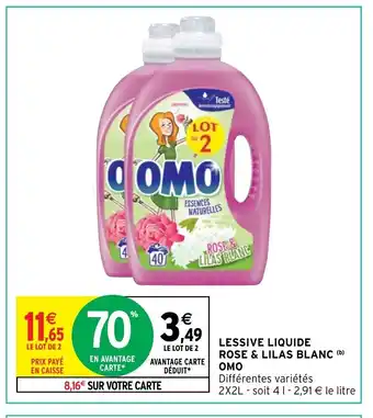 Intermarché Hyper Lessive Liquide Rose & Lilas Blanc Omo offre